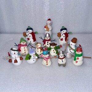 Lot of 13 Snow man Hallmark Ornaments